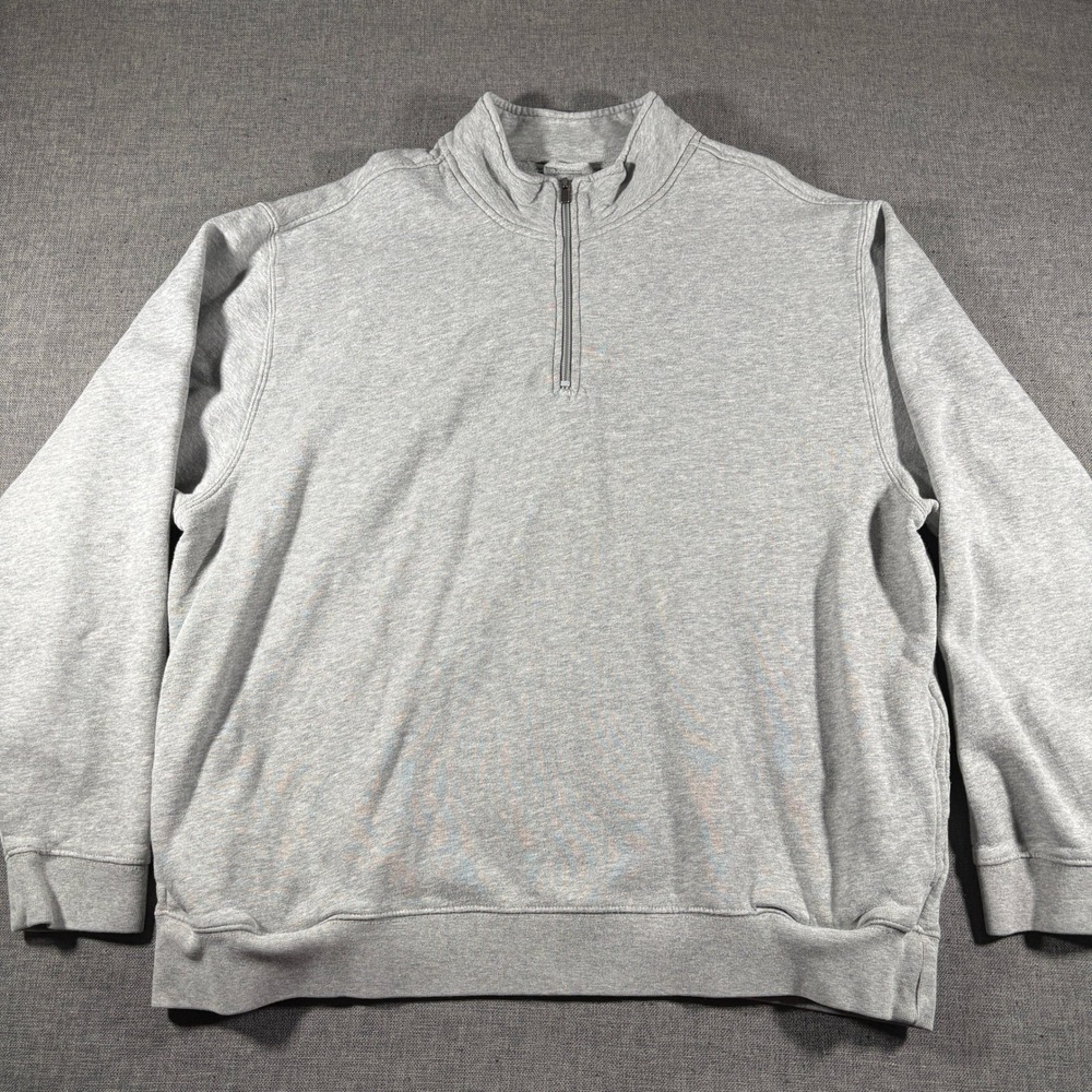 LL Bean Heavyweight 1/2 Zip Sweatshirt Mens XL Grey‎ Heather Mock Neck Pullover